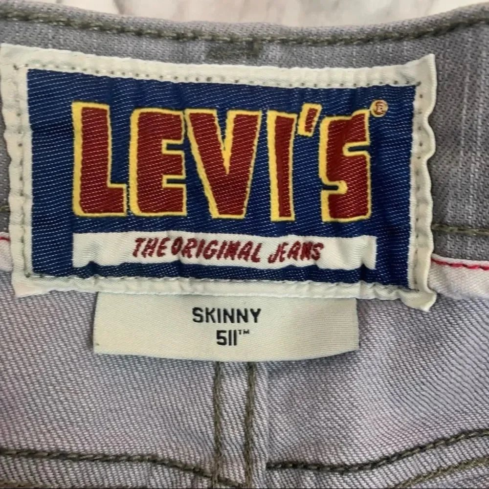 Levi's 511 Vintage Grey Gray White Ombré Denim Jean shorts waist size 27